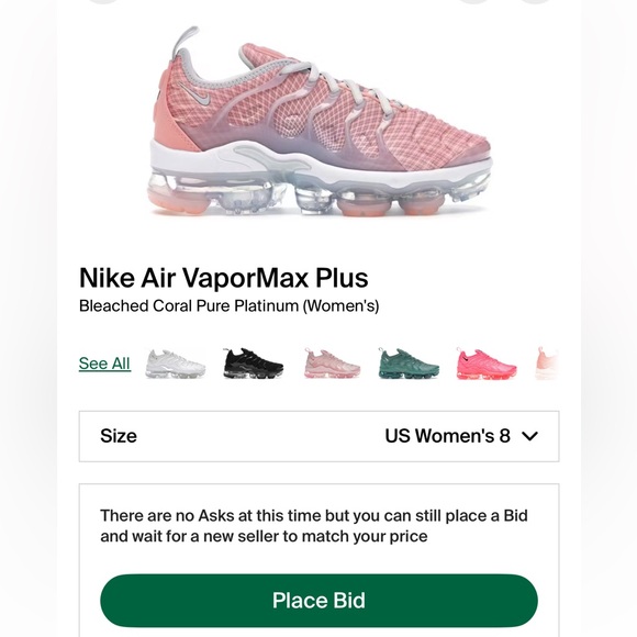 Nike Air VaporMax Plus “Bleached Coral Pure Platinum” Women’s Size 8 - Picture 9 of 9
